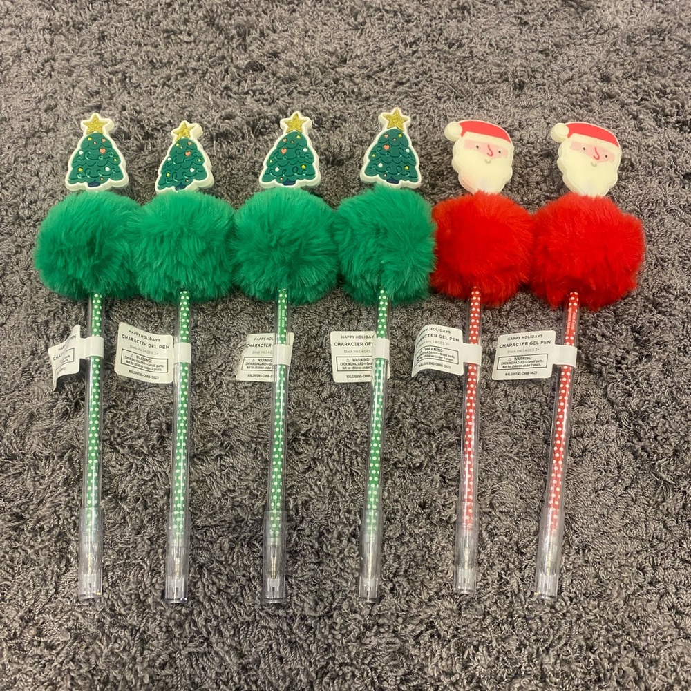 Set of 6- Happy Holidays Character Gel Pens